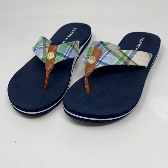 Tommy Hilfiger blue flip flops size 7M - Picture 1 of 8